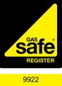 Gas Safe Register logo with registration number 9922, black and yellow triangle